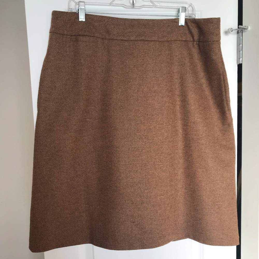 A-Line Herringbone Wool Skirt